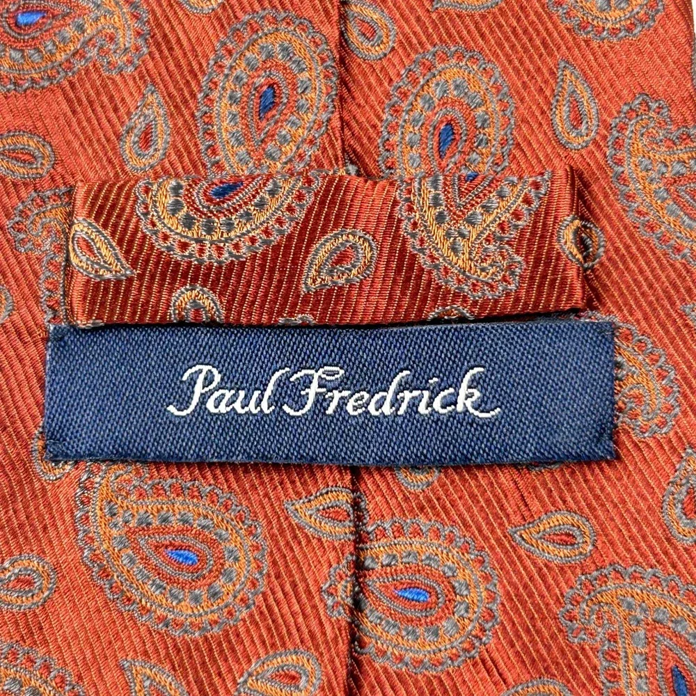 Paul Frederick Sartoriale Rust‎ Paisley 100% Silk Tie Italy